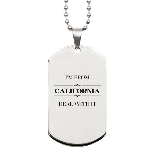 I'm from California, Deal with it, Proud California State Gifts, California Silver Dog Tag Gift Idea, Christmas Gifts for California People, Coworkers, Colleague - Mallard Moon Gift Shop