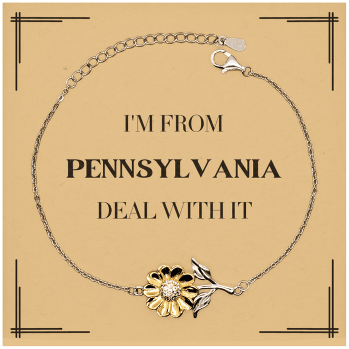 I'm from Pennsylvania, Deal with it, Proud Pennsylvania State Gifts, Pennsylvania Sunflower Bracelet Gift Idea, Christmas Gifts for Pennsylvania People, Coworkers, Colleague - Mallard Moon Gift Shop