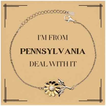 I'm from Pennsylvania, Deal with it, Proud Pennsylvania State Gifts, Pennsylvania Sunflower Bracelet Gift Idea, Christmas Gifts for Pennsylvania People, Coworkers, Colleague - Mallard Moon Gift Shop