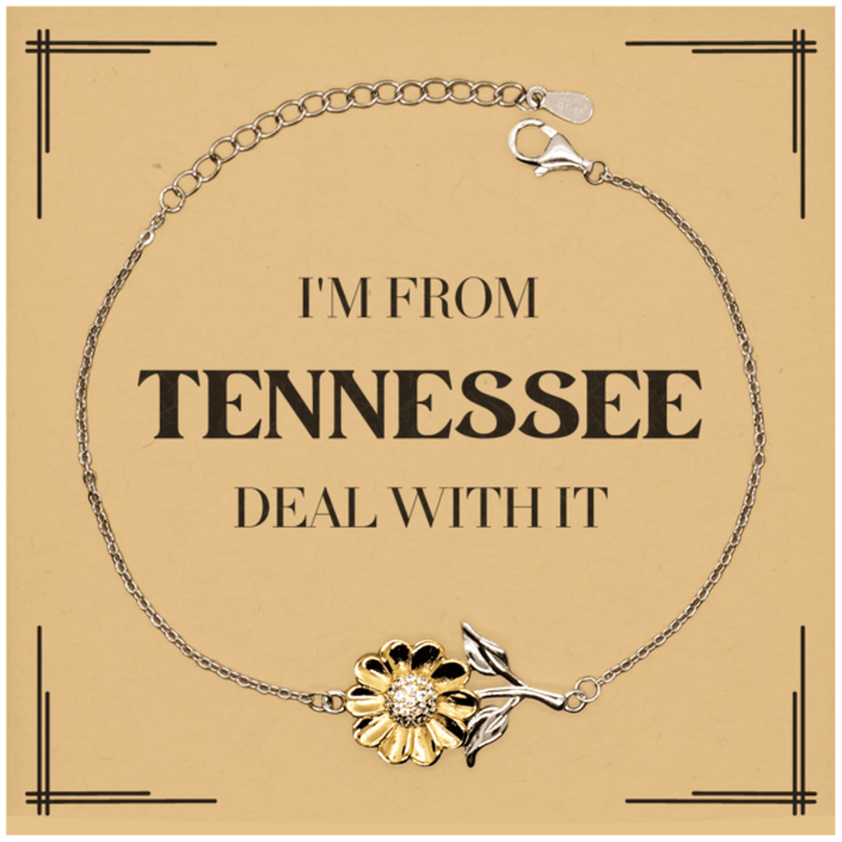 I'm from Tennessee, Deal with it, Proud Tennessee State Gifts, Tennessee Sunflower Bracelet Gift Idea, Christmas Gifts for Tennessee People, Coworkers, Colleague - Mallard Moon Gift Shop