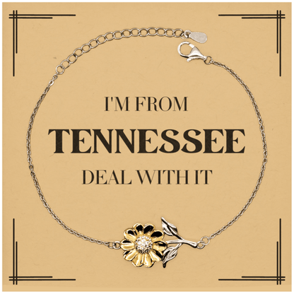 I'm from Tennessee, Deal with it, Proud Tennessee State Gifts, Tennessee Sunflower Bracelet Gift Idea, Christmas Gifts for Tennessee People, Coworkers, Colleague - Mallard Moon Gift Shop