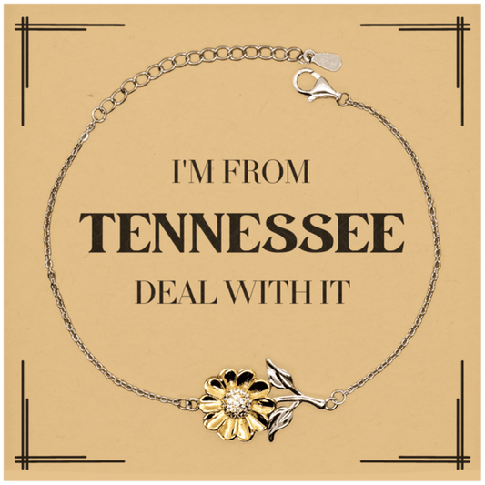 I'm from Tennessee, Deal with it, Proud Tennessee State Gifts, Tennessee Sunflower Bracelet Gift Idea, Christmas Gifts for Tennessee People, Coworkers, Colleague - Mallard Moon Gift Shop
