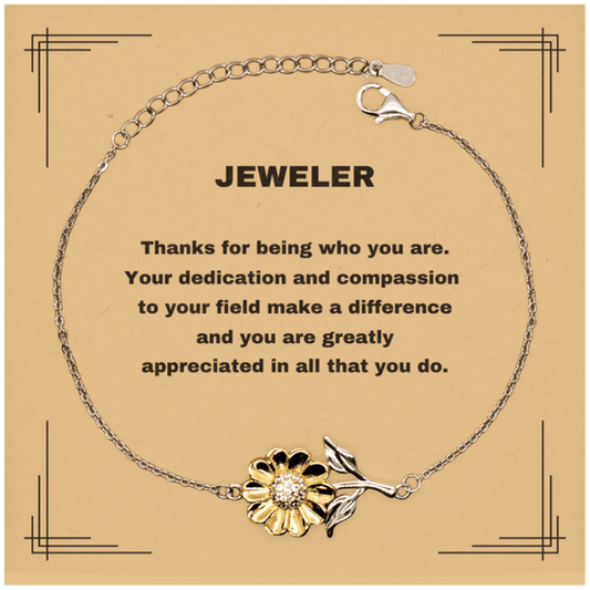 Jeweler Sunflower Bracelet - Thanks for being who you are - Birthday Christmas Jewelry Gifts Coworkers Colleague Boss - Mallard Moon Gift Shop