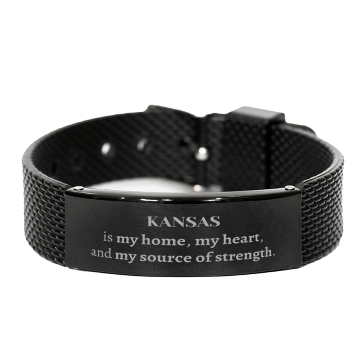 Kansas is my home Gifts, Lovely Kansas Birthday Christmas Black Shark Mesh Bracelet For People from Kansas, Men, Women, Friends - Mallard Moon Gift Shop