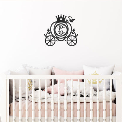 Cinderella Princess Carriage Custom Initial Metal Art Wall Sign Decor - Mallard Moon Gift Shop