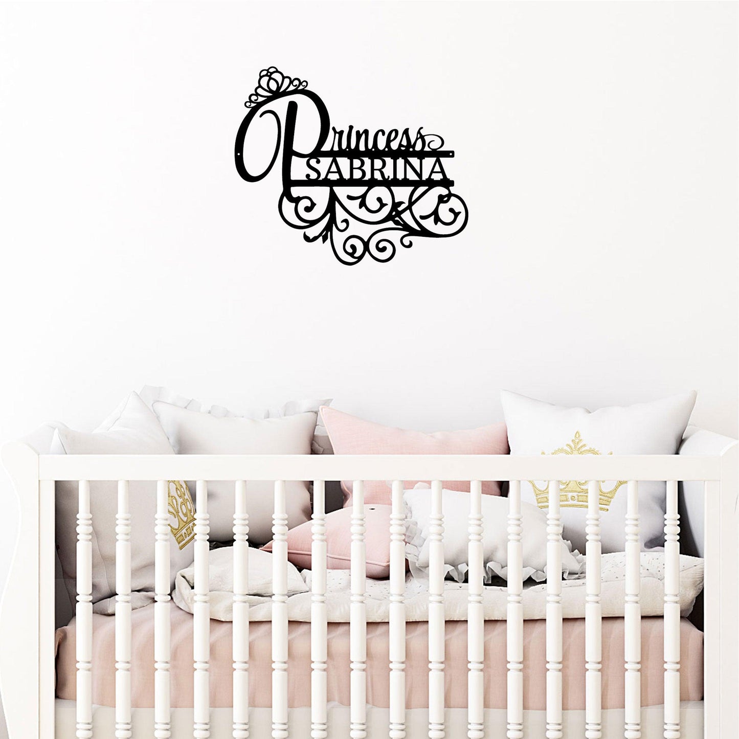 Princess Crown Custom Name Metal Art Wall Sign - Mallard Moon Gift Shop