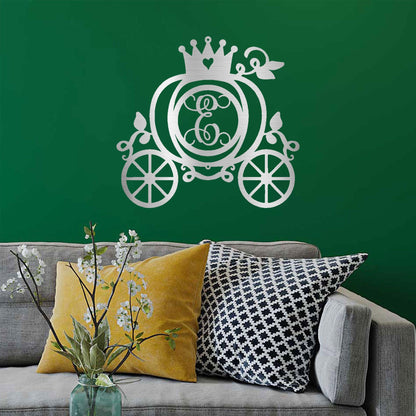 Cinderella Princess Carriage Custom Initial Metal Art Wall Sign Decor - Mallard Moon Gift Shop