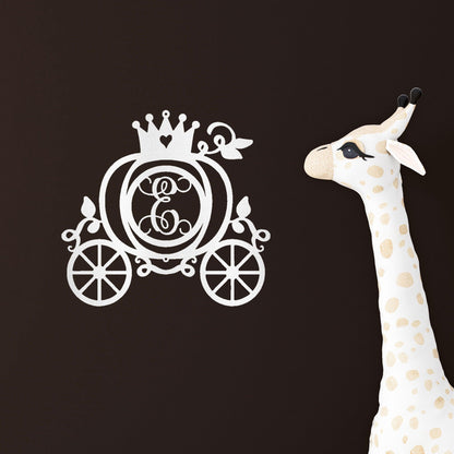 Cinderella Princess Carriage Custom Initial Metal Art Wall Sign Decor - Mallard Moon Gift Shop
