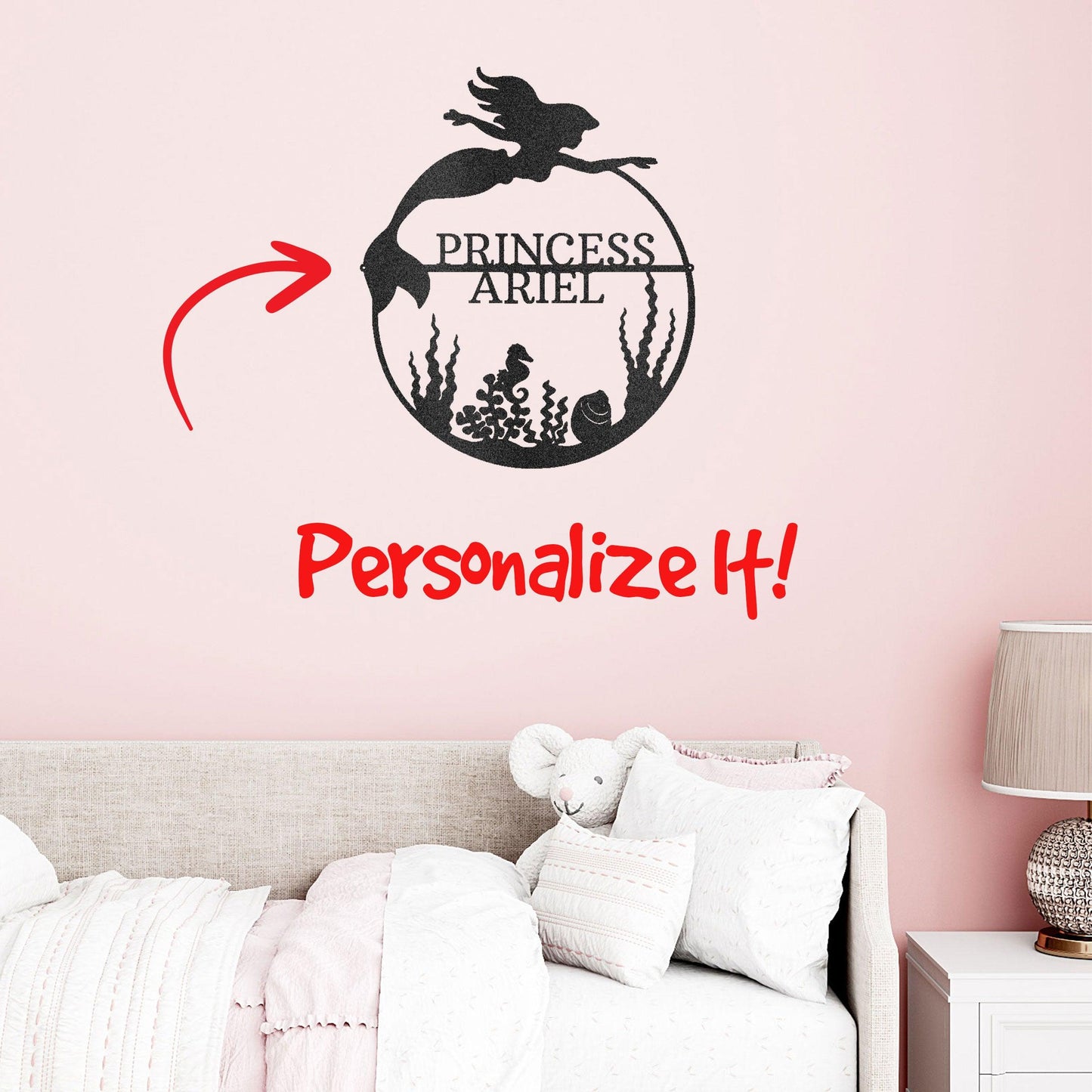 Mermaid Custom Name Metal Art Wall Sign - Mallard Moon Gift Shop