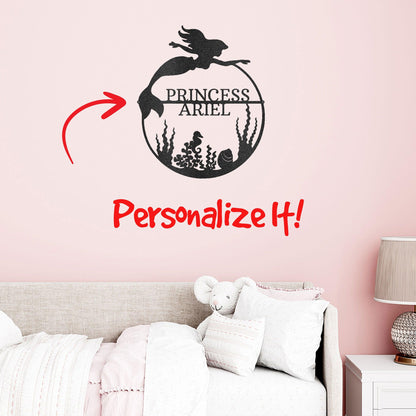 Mermaid Custom Name Metal Art Wall Sign - Mallard Moon Gift Shop
