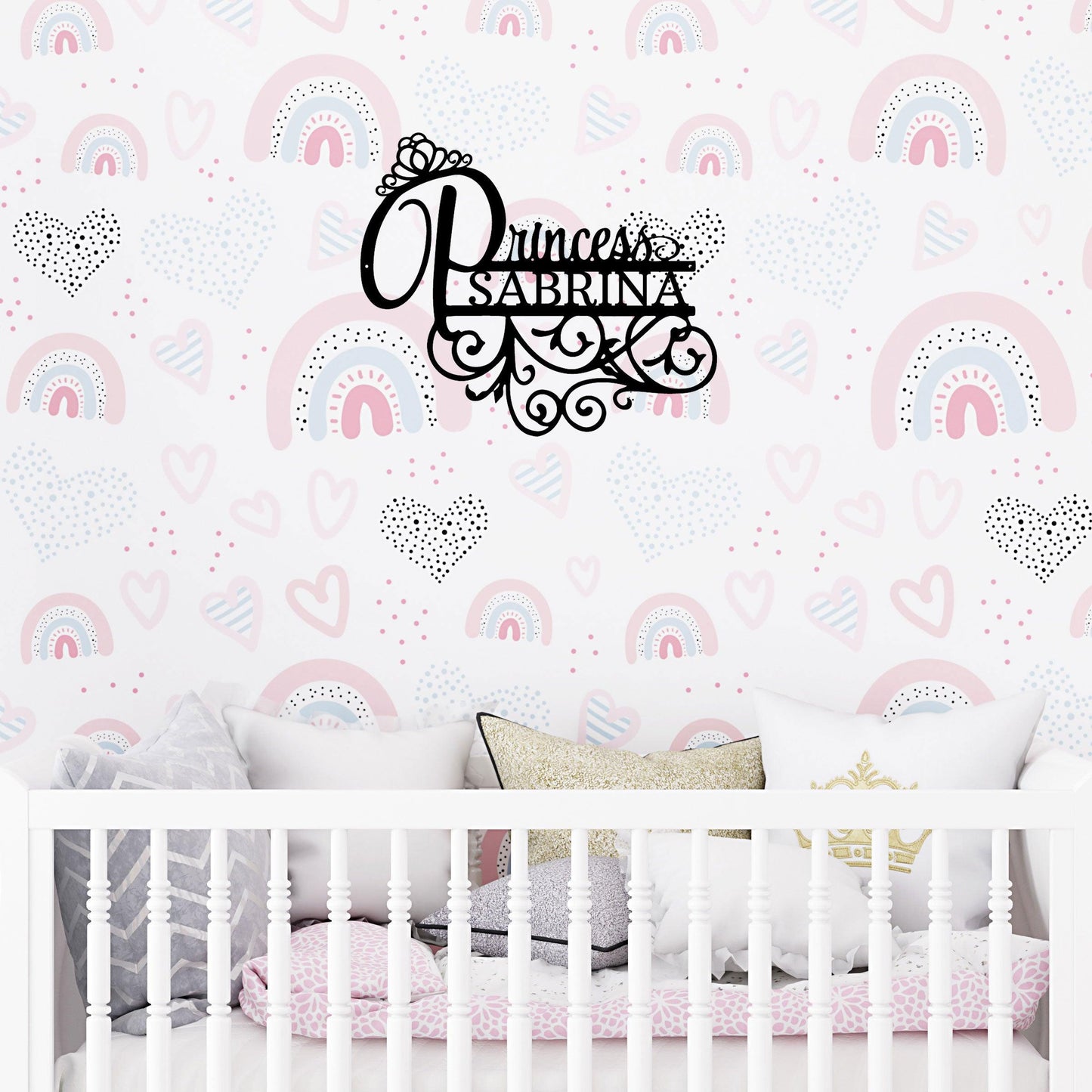 Princess Crown Custom Name Metal Art Wall Sign - Mallard Moon Gift Shop