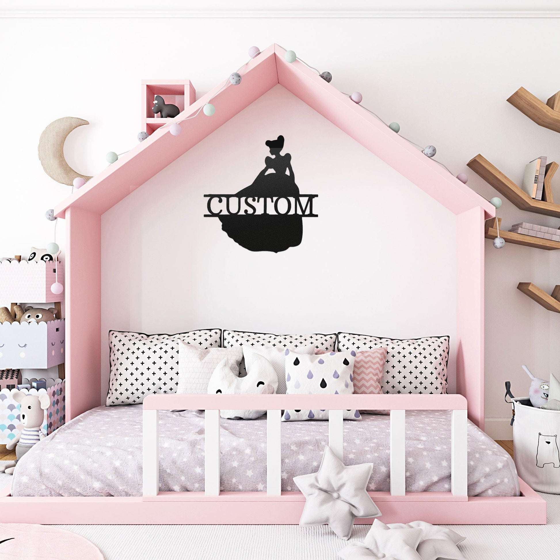Princess Cinderella Personalized Name Metal Art Wall Sign - Mallard Moon Gift Shop