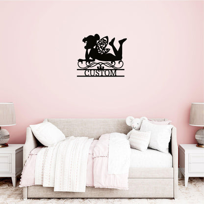 Tinkerbell Fairy Dreams Custom Name Metal Art Wall Sign - Mallard Moon Gift Shop