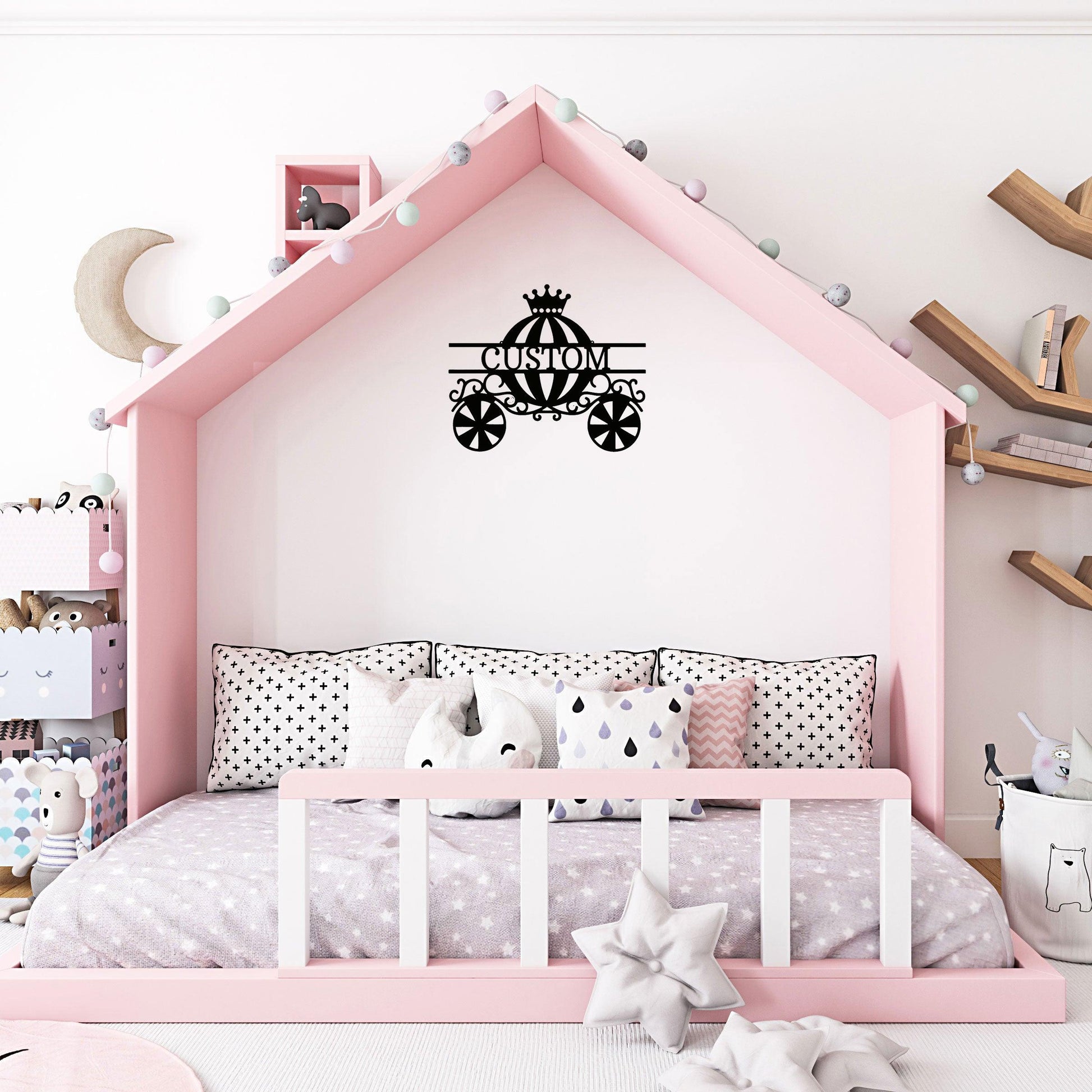 Princess Cinderella Carriage Custom Name Metal Art Wall Sign - Mallard Moon Gift Shop