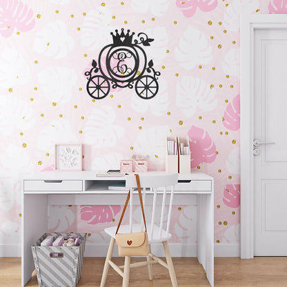 Cinderella Princess Carriage Custom Initial Metal Art Wall Sign Decor - Mallard Moon Gift Shop