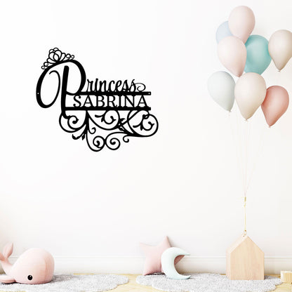 Princess Crown Custom Name Metal Art Wall Sign - Mallard Moon Gift Shop