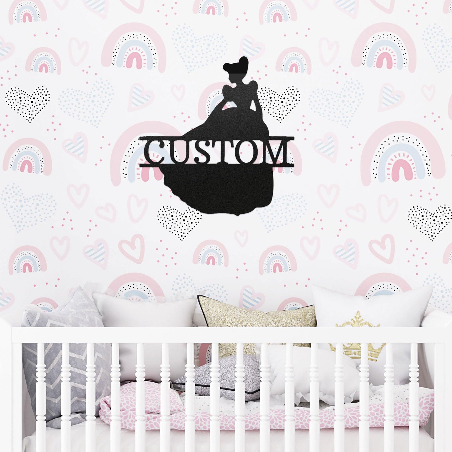 Princess Cinderella Personalized Name Metal Art Wall Sign - Mallard Moon Gift Shop