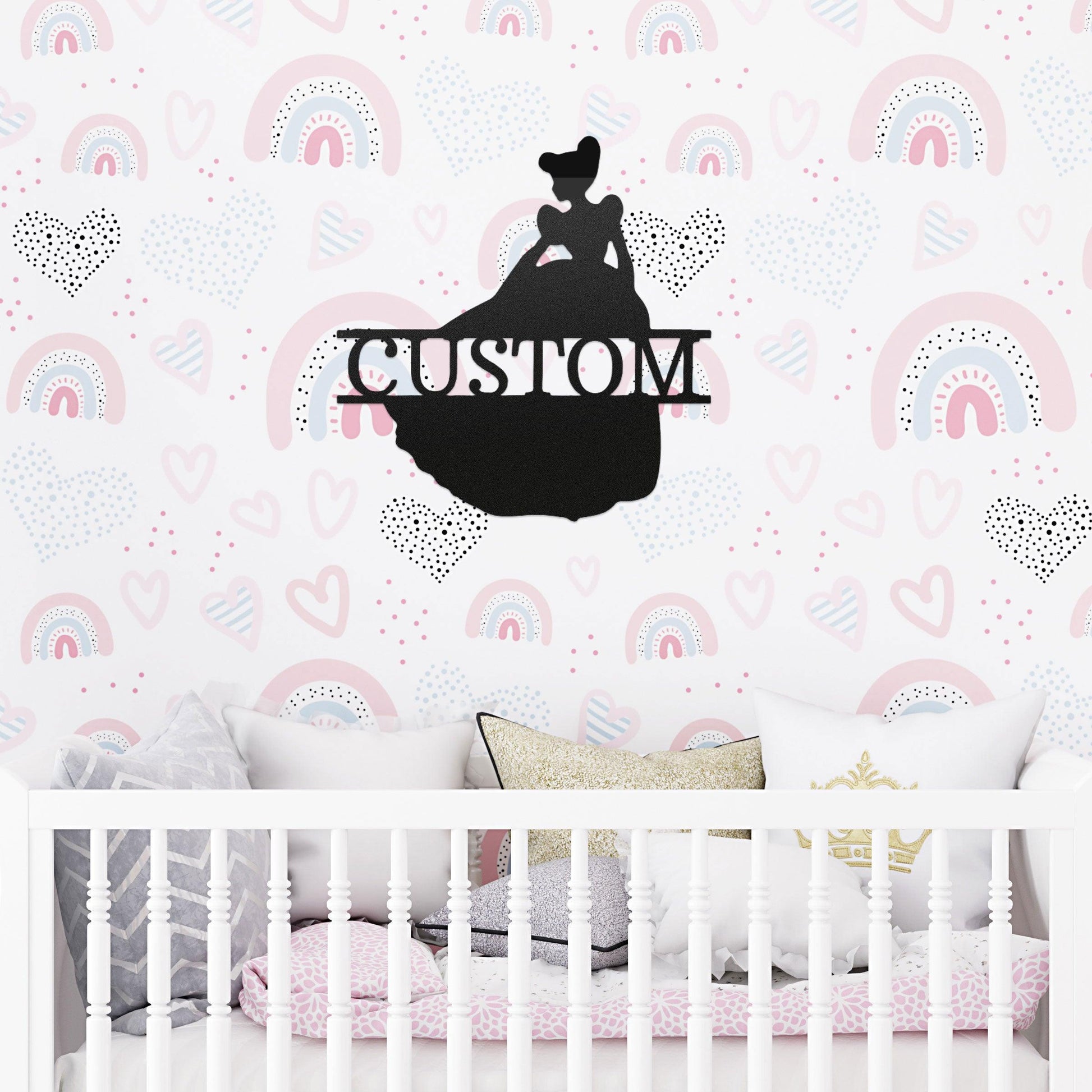 Princess Cinderella Personalized Name Metal Art Wall Sign - Mallard Moon Gift Shop