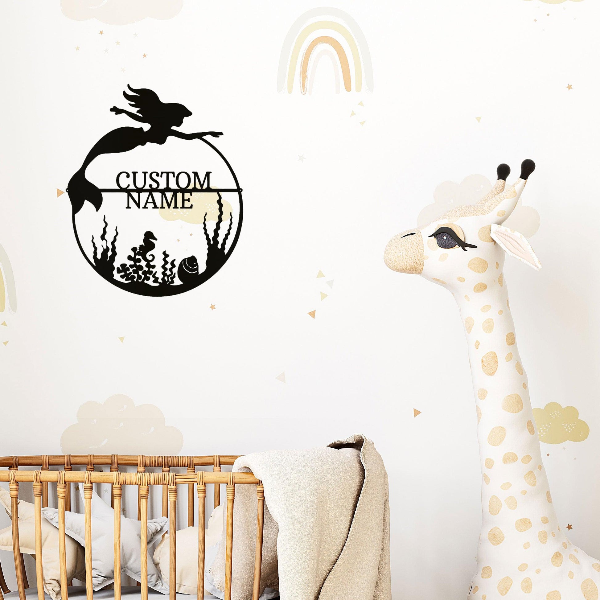 Mermaid Custom Name Metal Art Wall Sign - Mallard Moon Gift Shop