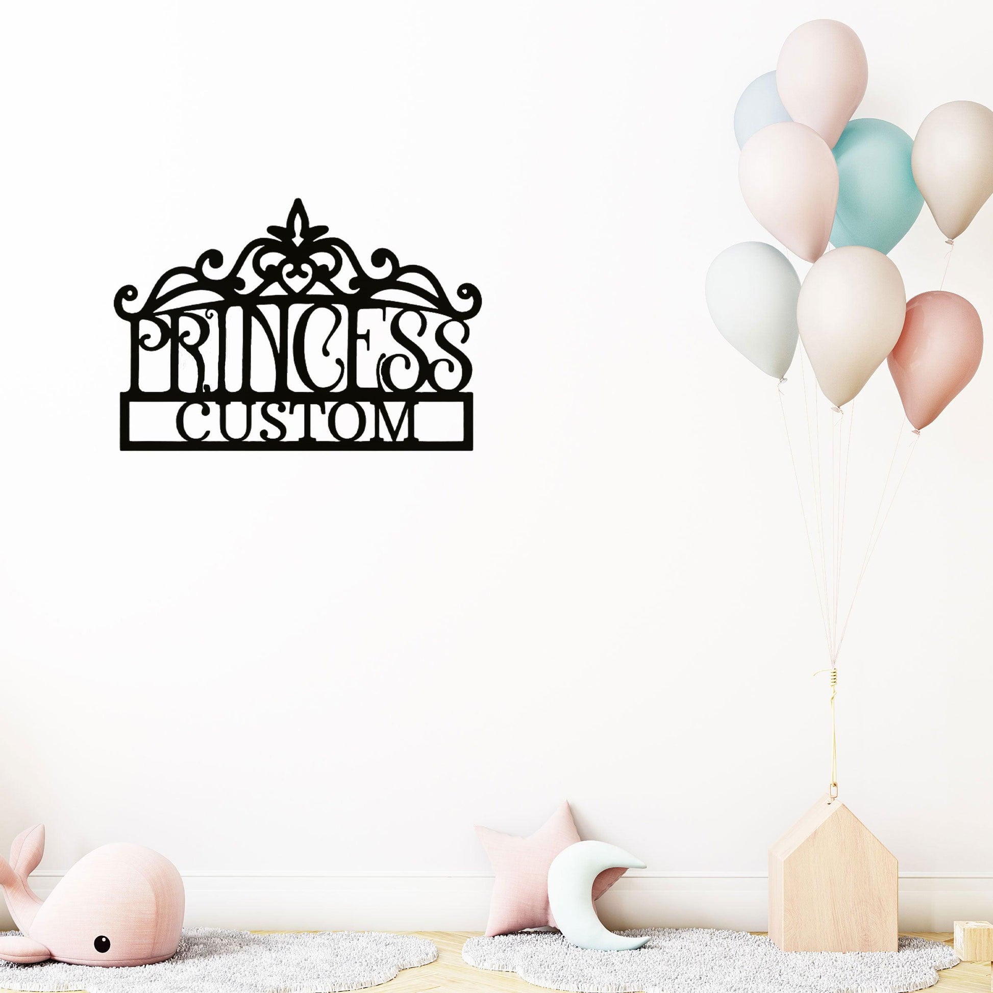 Princess Crown Personalized Metal Art Wall Sign - Mallard Moon Gift Shop