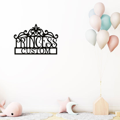 Princess Crown Personalized Metal Art Wall Sign - Mallard Moon Gift Shop