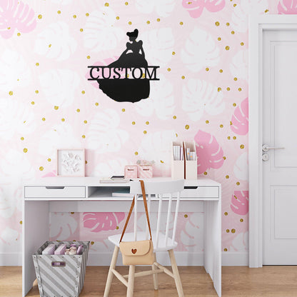 Princess Cinderella Personalized Name Metal Art Wall Sign - Mallard Moon Gift Shop