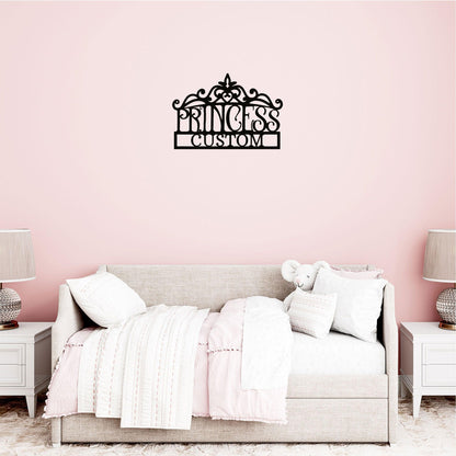 Princess Crown Personalized Metal Art Wall Sign - Mallard Moon Gift Shop