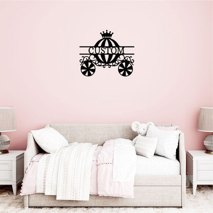 Princess Cinderella Carriage Custom Name Metal Art Wall Sign - Mallard Moon Gift Shop