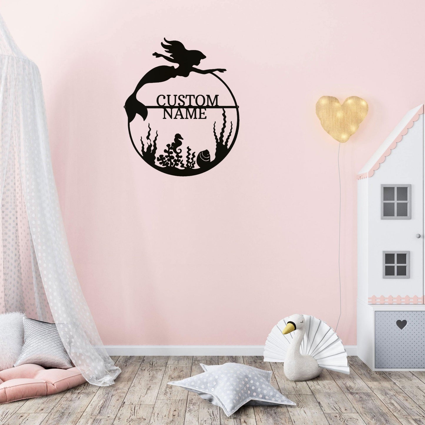 Mermaid Custom Name Metal Art Wall Sign - Mallard Moon Gift Shop