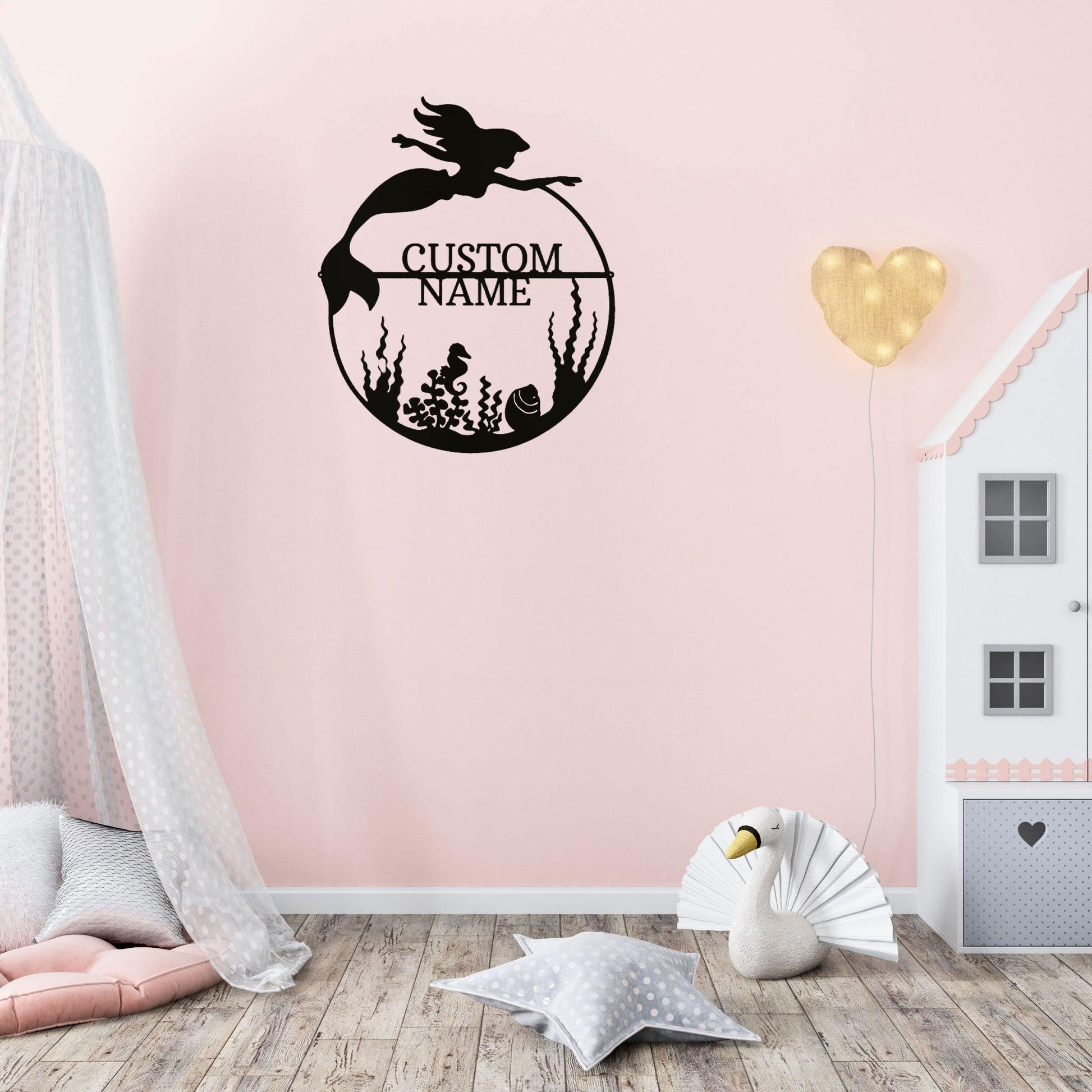 Mermaid Custom Name Metal Art Wall Sign - Mallard Moon Gift Shop