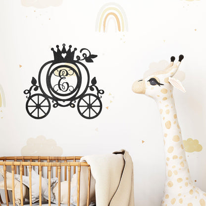 Cinderella Princess Carriage Custom Initial Metal Art Wall Sign Decor - Mallard Moon Gift Shop