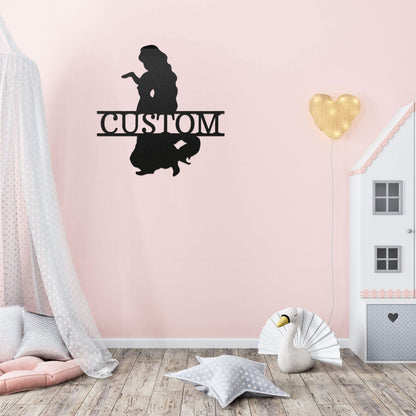 Princess Rapunzel Personalized Name Metal Art Wall Sign - Mallard Moon Gift Shop
