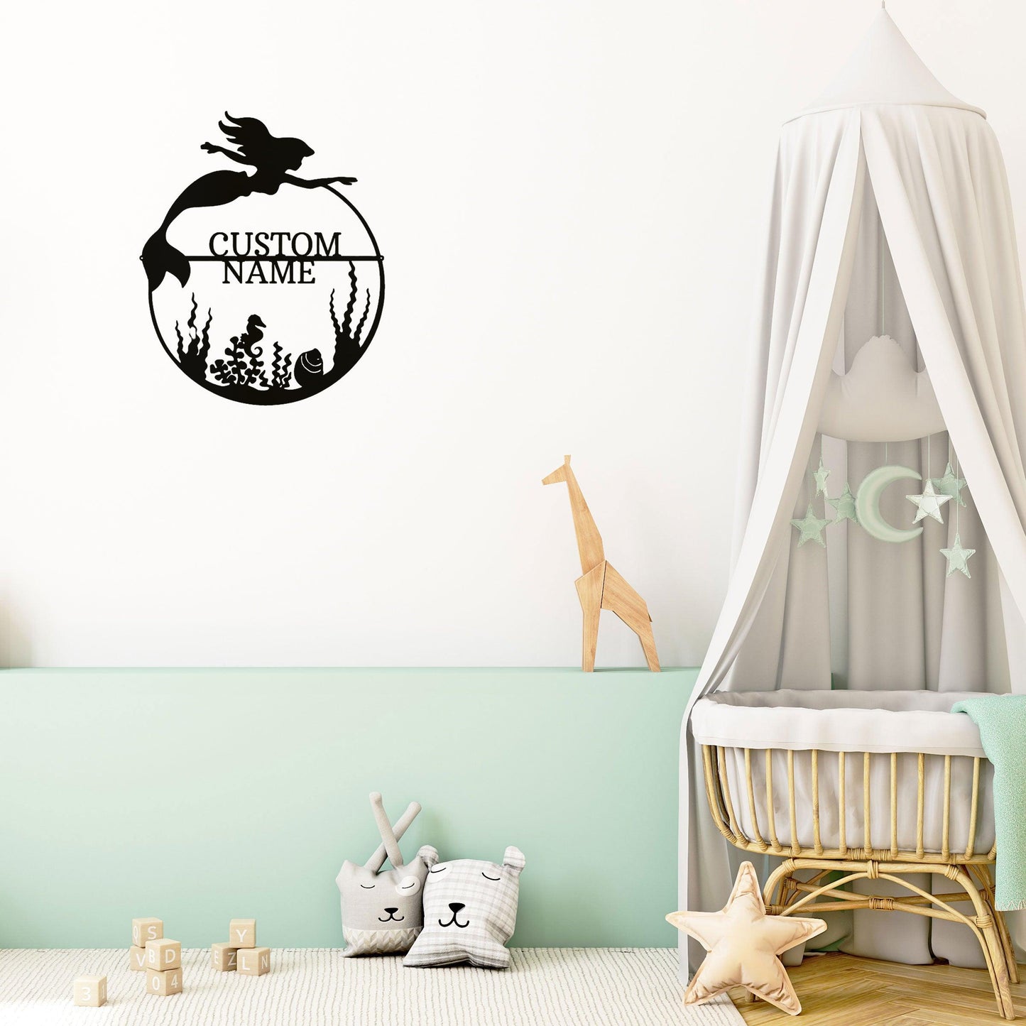 Mermaid Custom Name Metal Art Wall Sign - Mallard Moon Gift Shop