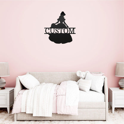 Princess Belle Personalized Name Metal Art Wall Sign - Mallard Moon Gift Shop