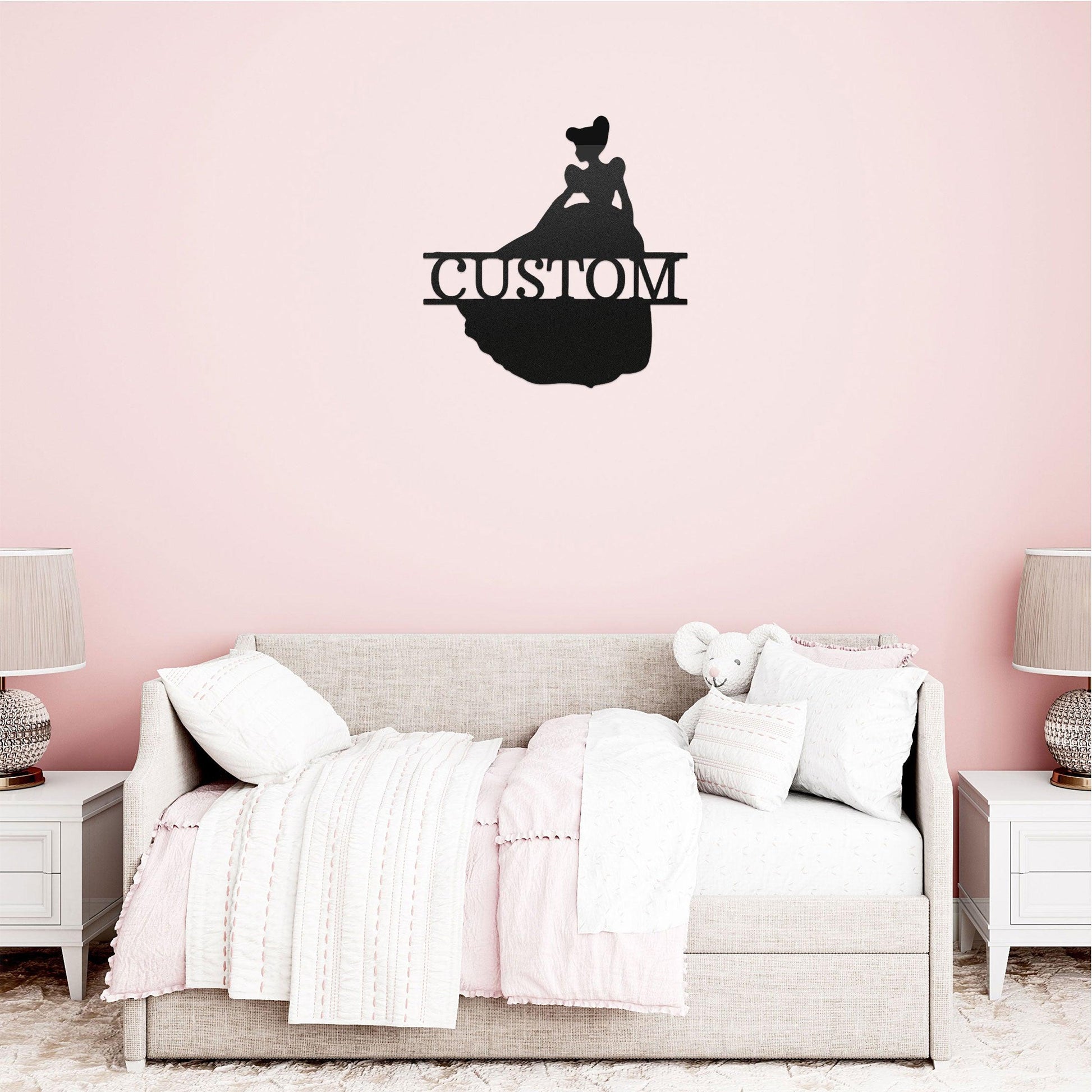 Princess Cinderella Personalized Name Metal Art Wall Sign - Mallard Moon Gift Shop