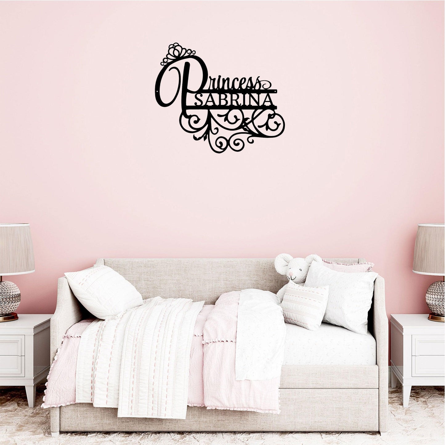 Princess Crown Custom Name Metal Art Wall Sign - Mallard Moon Gift Shop