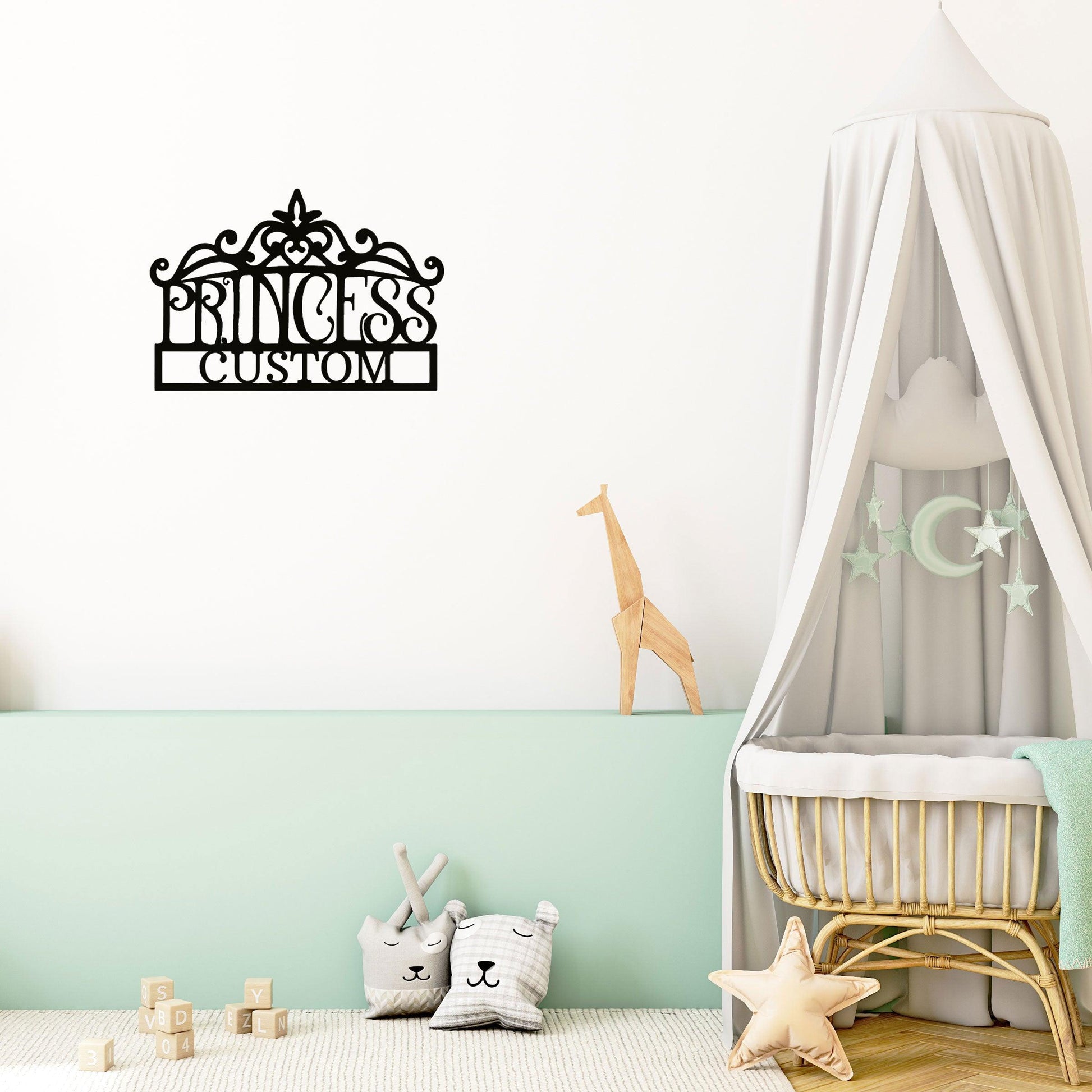 Princess Crown Personalized Metal Art Wall Sign - Mallard Moon Gift Shop