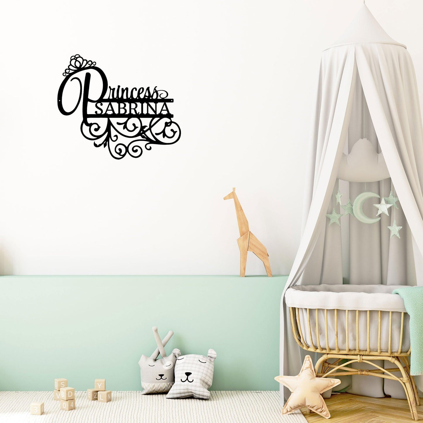 Princess Crown Custom Name Metal Art Wall Sign - Mallard Moon Gift Shop