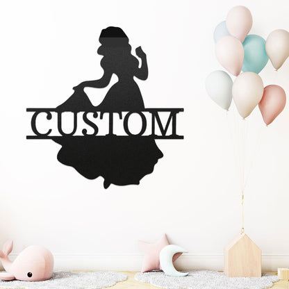 Princess Snow White Personalized Name Metal Art Wall Sign - Mallard Moon Gift Shop