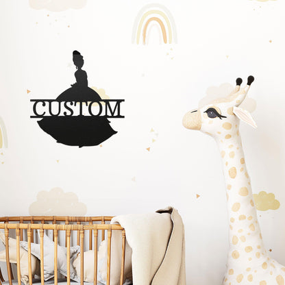 Princess Tiana Personalized Name Metal Art Wall Sign - Mallard Moon Gift Shop