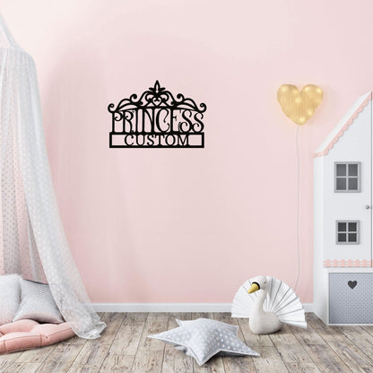 Princess Crown Personalized Metal Art Wall Sign - Mallard Moon Gift Shop