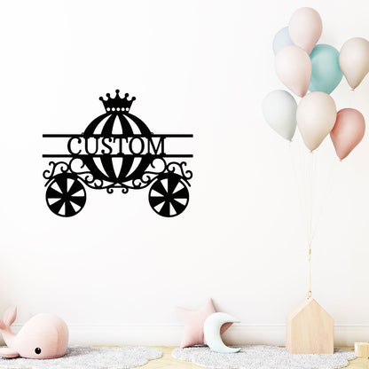 Princess Cinderella Carriage Custom Name Metal Art Wall Sign - Mallard Moon Gift Shop