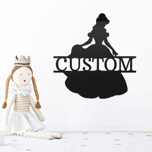 Princess Belle Personalized Name Metal Art Wall Sign - Mallard Moon Gift Shop