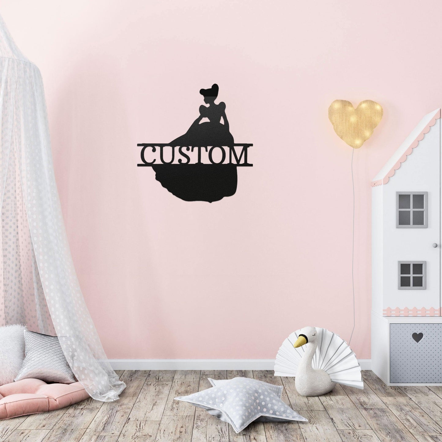 Princess Cinderella Personalized Name Metal Art Wall Sign - Mallard Moon Gift Shop