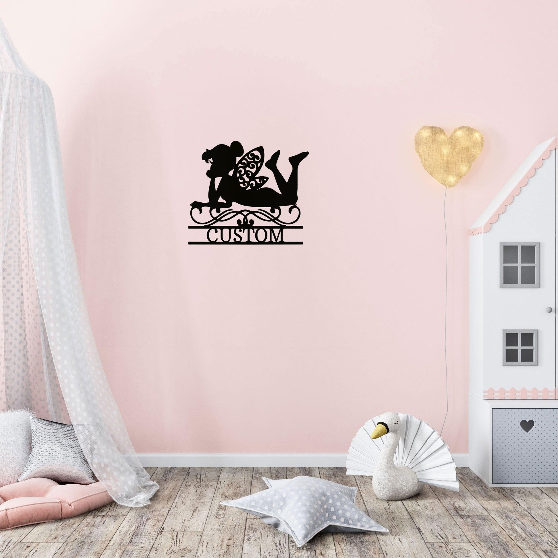 Tinkerbell Fairy Dreams Custom Name Metal Art Wall Sign - Mallard Moon Gift Shop