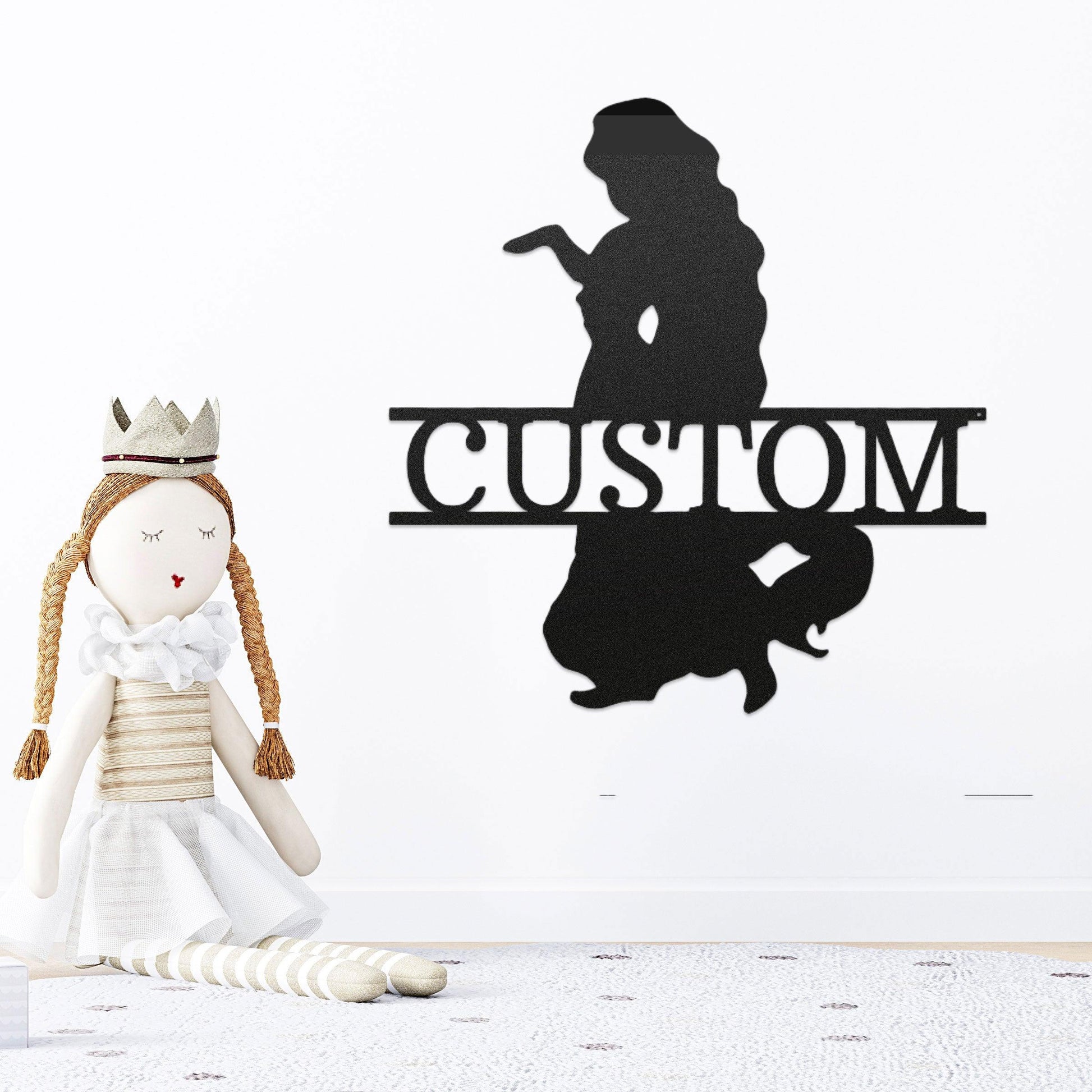 Princess Rapunzel Personalized Name Metal Art Wall Sign - Mallard Moon Gift Shop