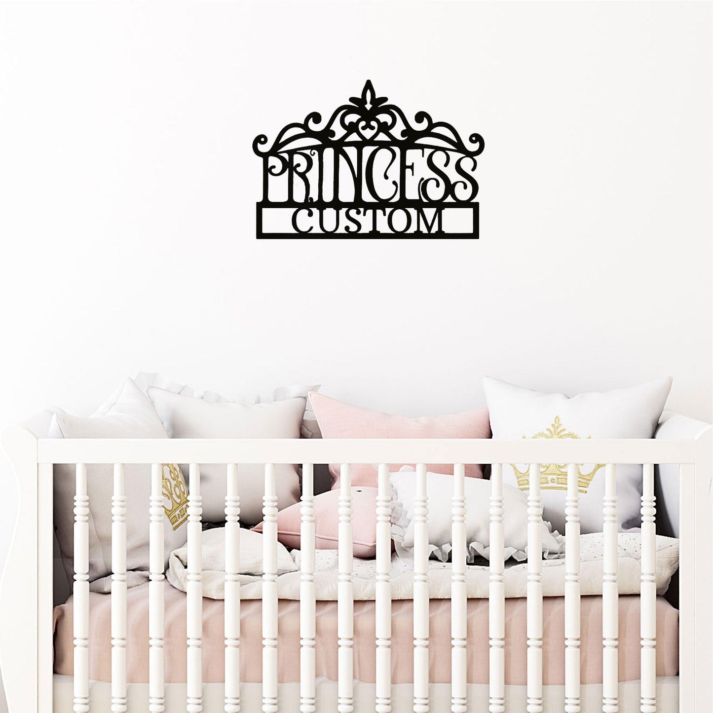 Princess Crown Personalized Metal Art Wall Sign - Mallard Moon Gift Shop