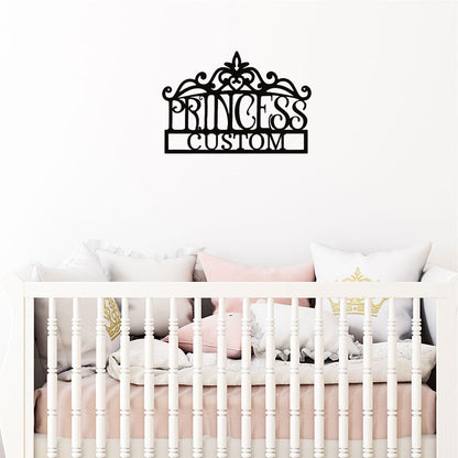 Princess Crown Personalized Metal Art Wall Sign - Mallard Moon Gift Shop