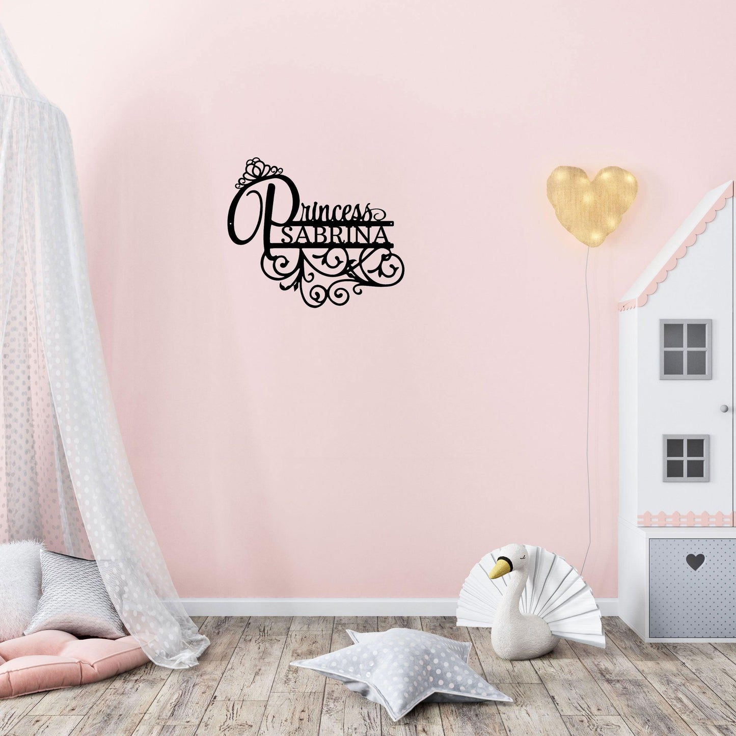 Princess Crown Custom Name Metal Art Wall Sign - Mallard Moon Gift Shop