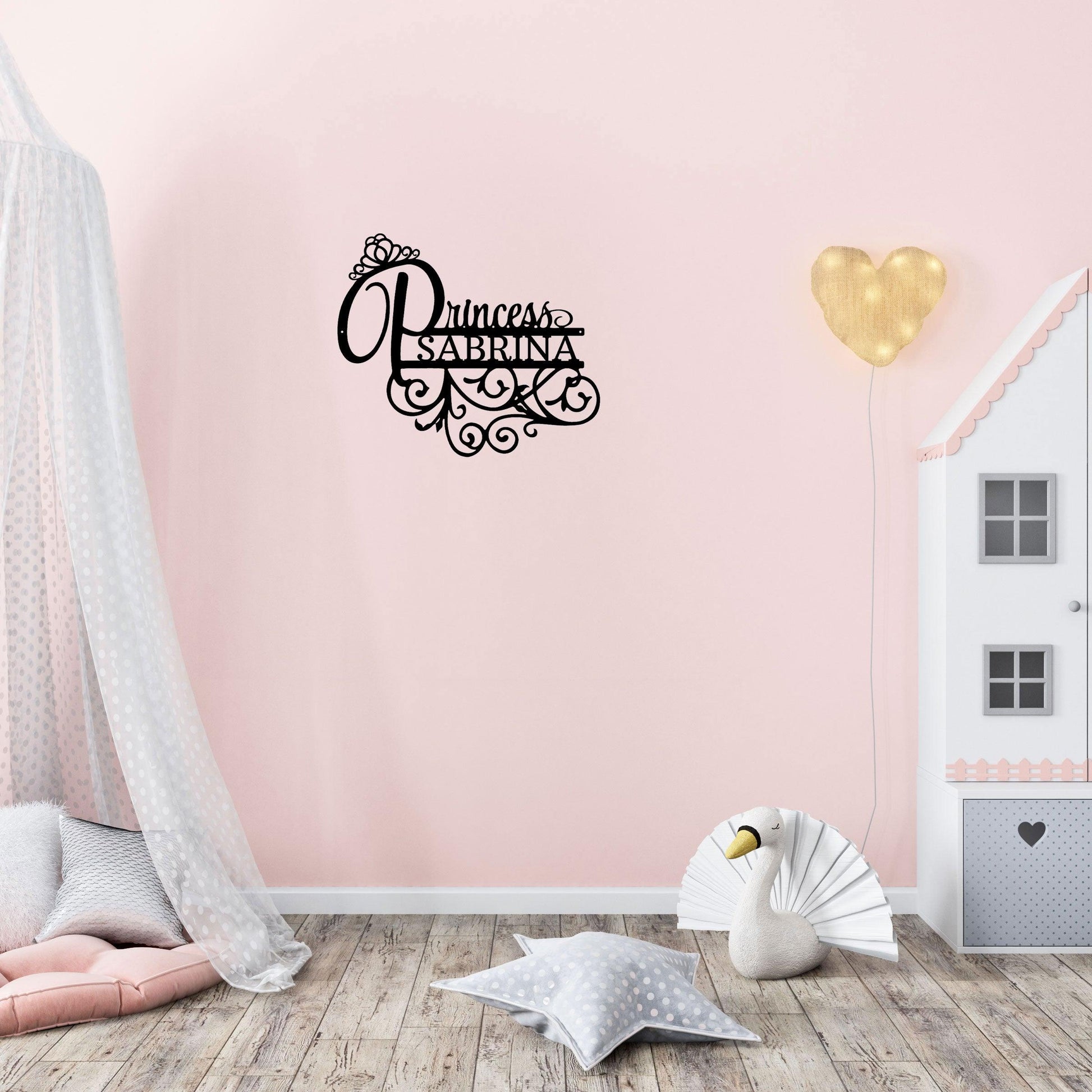 Princess Crown Custom Name Metal Art Wall Sign - Mallard Moon Gift Shop